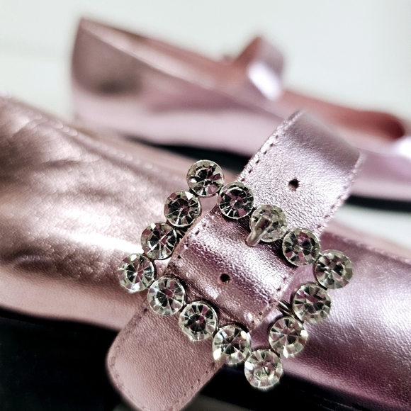 Free People Rumor Diamante Mary Janes Flats Pink Faux Leather - Picture 3 of 10